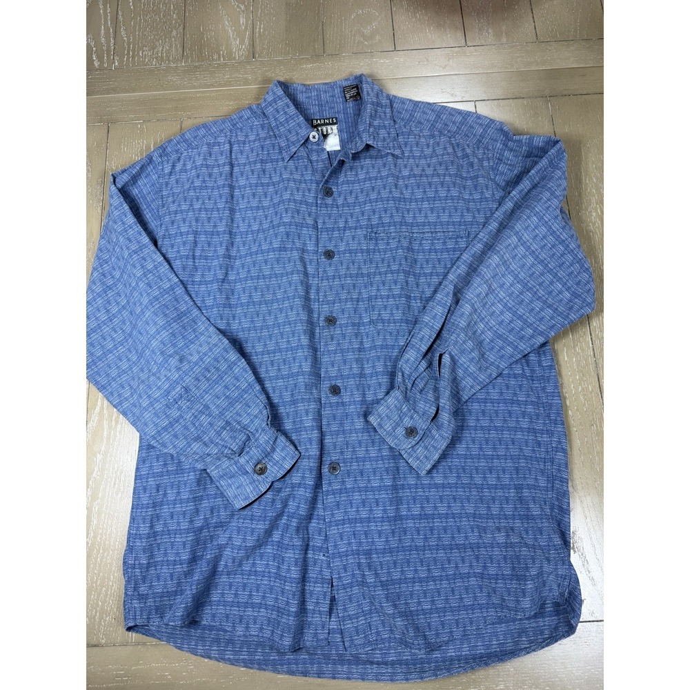 Vintage Barnes‎ Storm Button Up Shirt Medium Denim Jean  Geometric Hong Kong